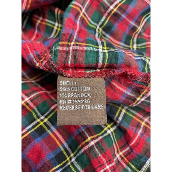 J. McLaughlin tartan holiday plaid lightweight puff sleeve button up top M - Picture 7 of 9